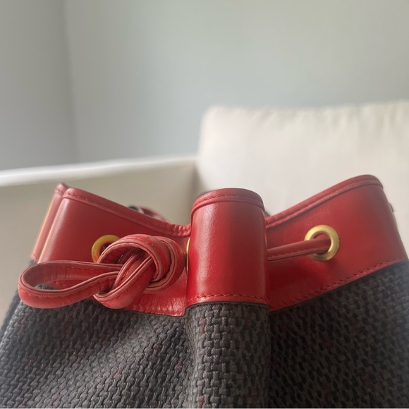 YVES SAINT LAURENT YSL NOE CANVAS BUCKET DRAWSTRING BAG RED - Picture 8 of 12